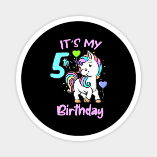 5th Birthday Unicorn Kids Gifts For Girls Magnet